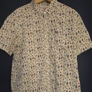 Original Penguin Cream Short-Sleeve Button-Down Shirt with Fruit Print